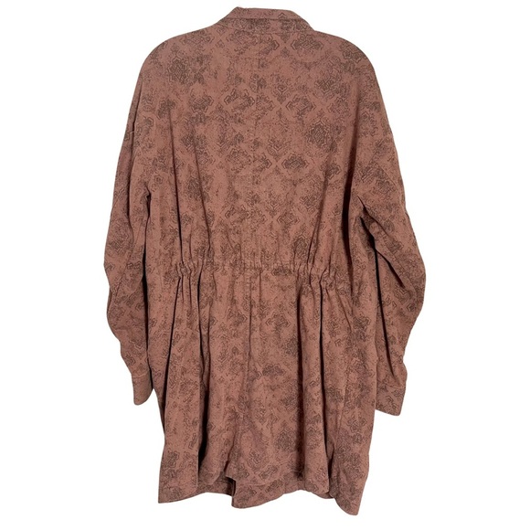 Free People Rusty Brown Boho Tapestry Print Victorian Button Down Coat Sz Small - Picture 3 of 14
